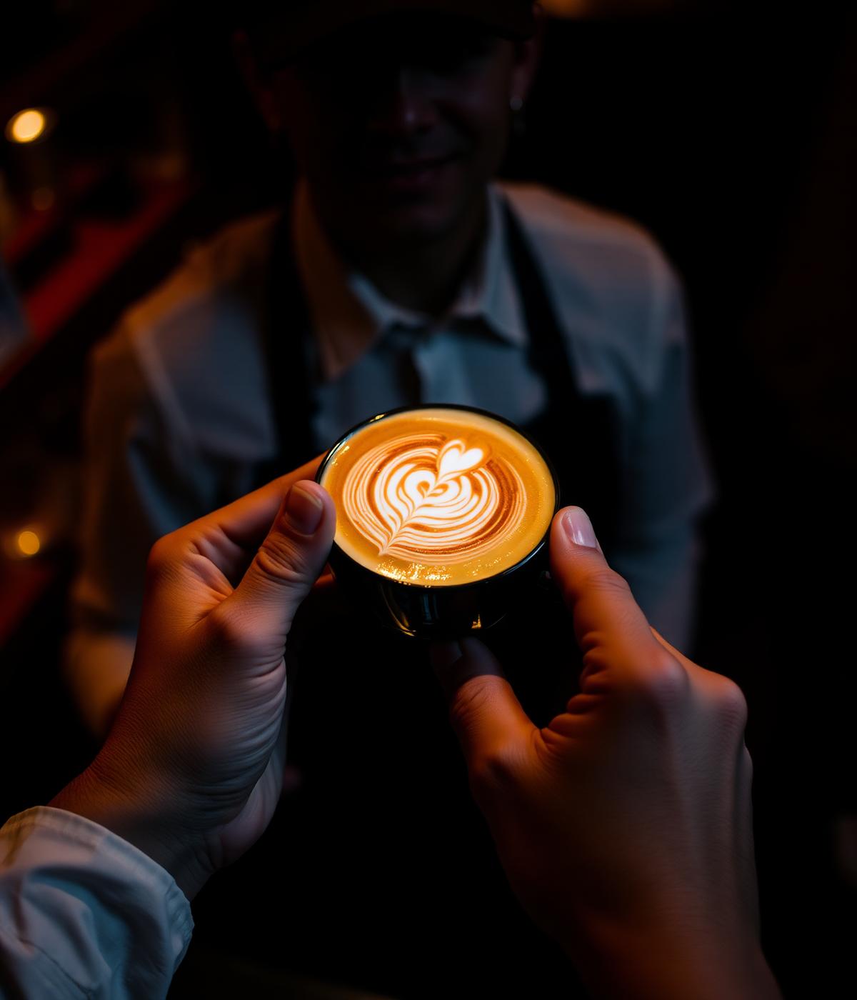 Latte art rosetta close-up